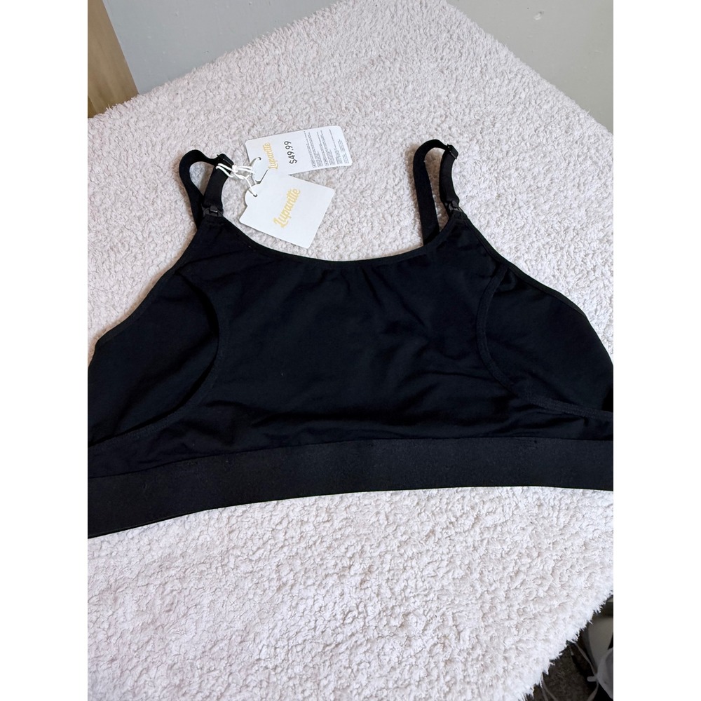 Lupantte Pumping Nursing Bra Women XL Black Cotton Spandex Hands-Free Maternity